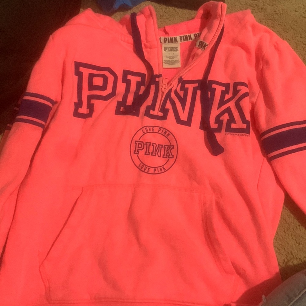pink and blue “pink” hoodie